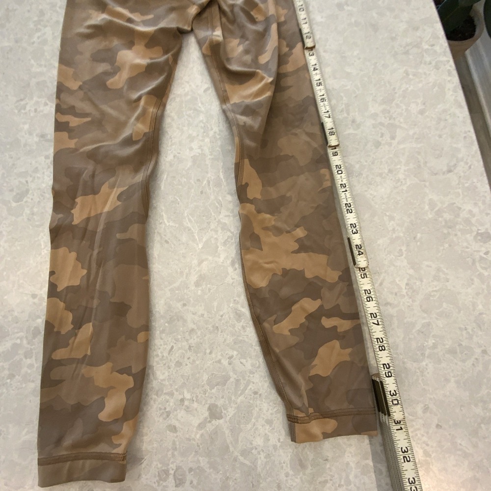 Lululemon Athletica Ankle Leggings Brown Tan Camouflage Stretch Logo Women's - Picture 3 of 7
